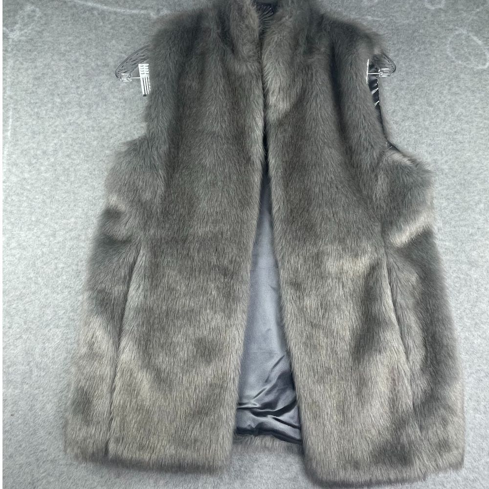Fabulous Furs Gray Faux Fur Vest